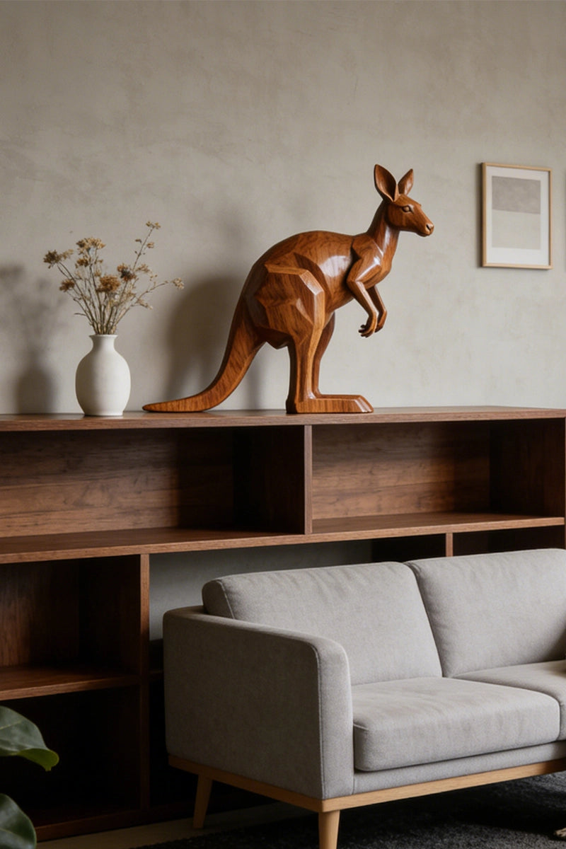 Kangaroo Wooden Art Sculpture #WAN023