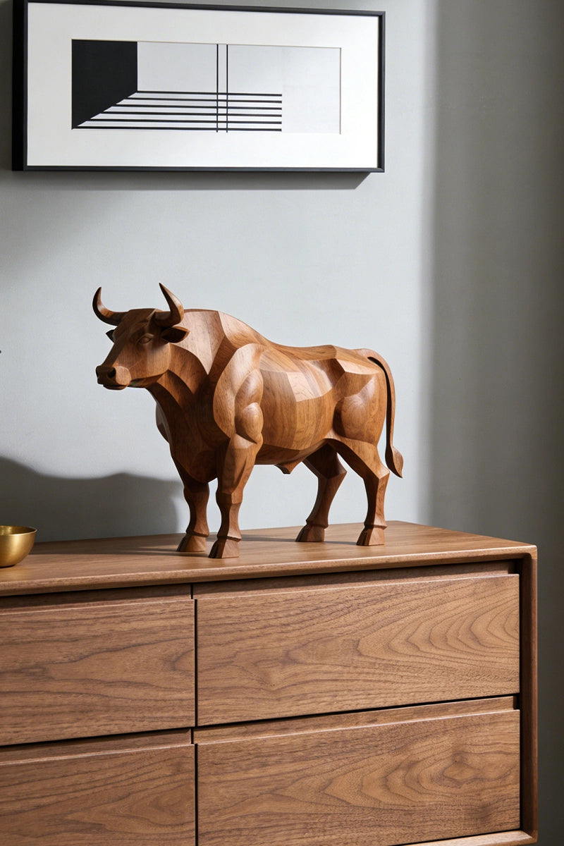 Bull Wooden Art Sculpture #WAN025