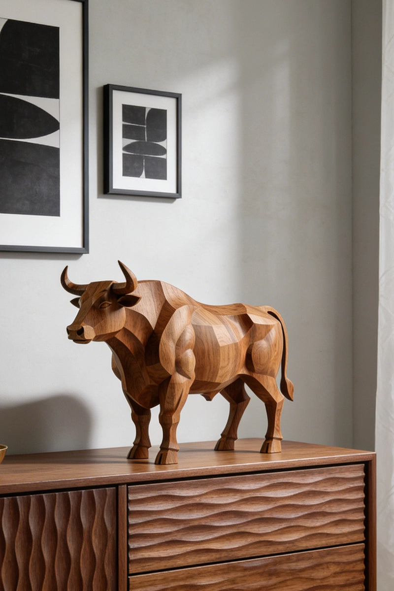 Bull Wooden Art Sculpture #WAN025
