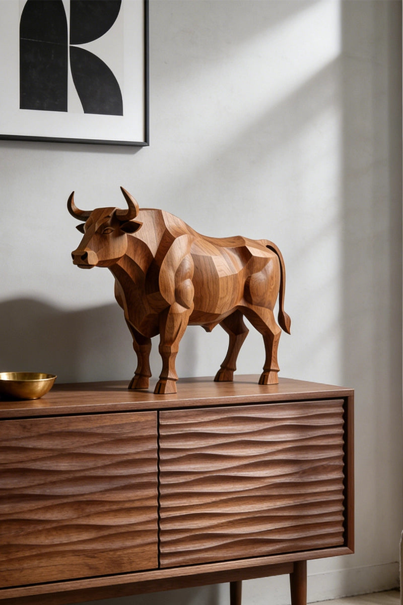 Bull Wooden Art Sculpture #WAN025