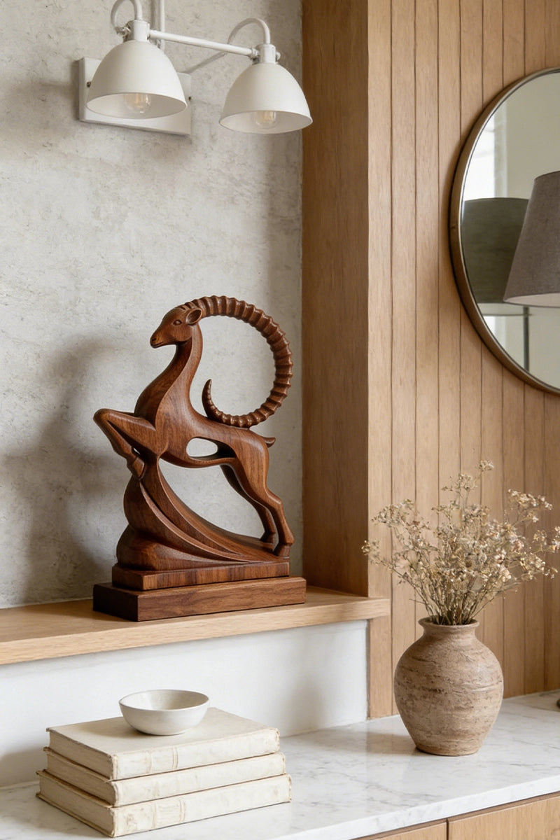 Antelope Wooden Art Sculpture #WAN048