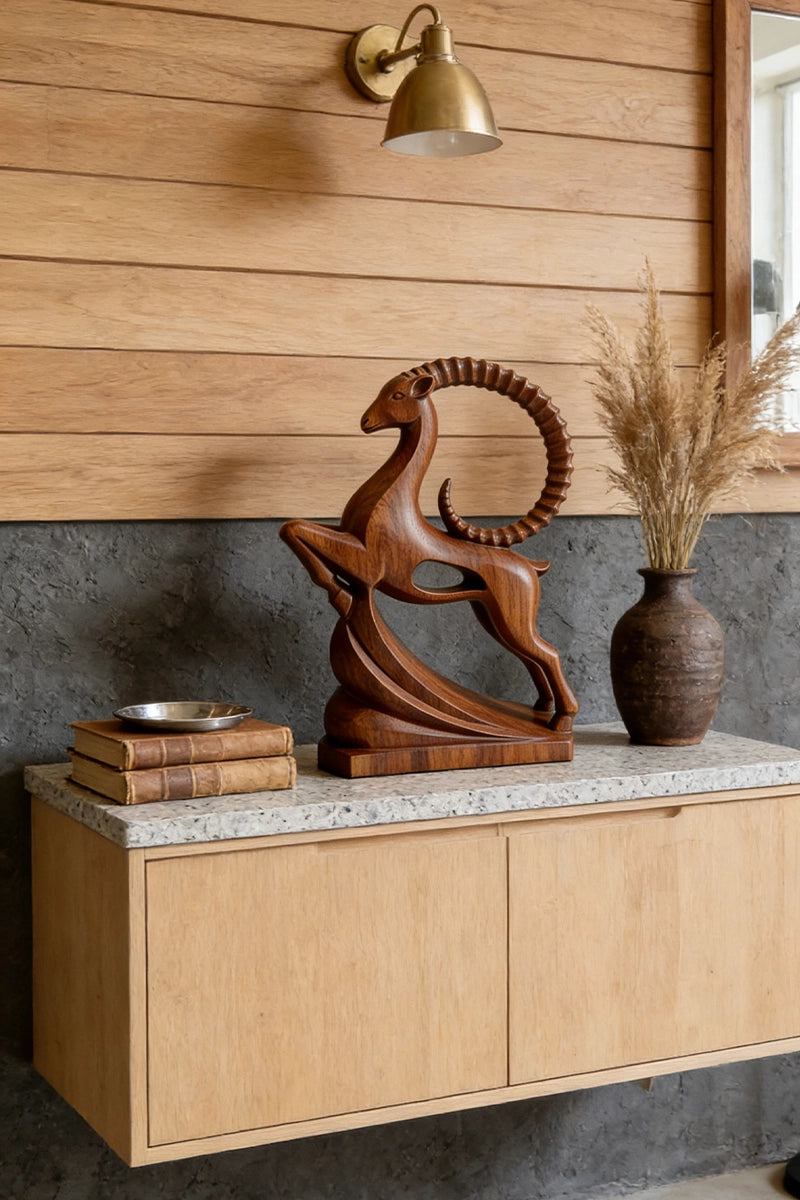 Antelope Wooden Art Sculpture #WAN048