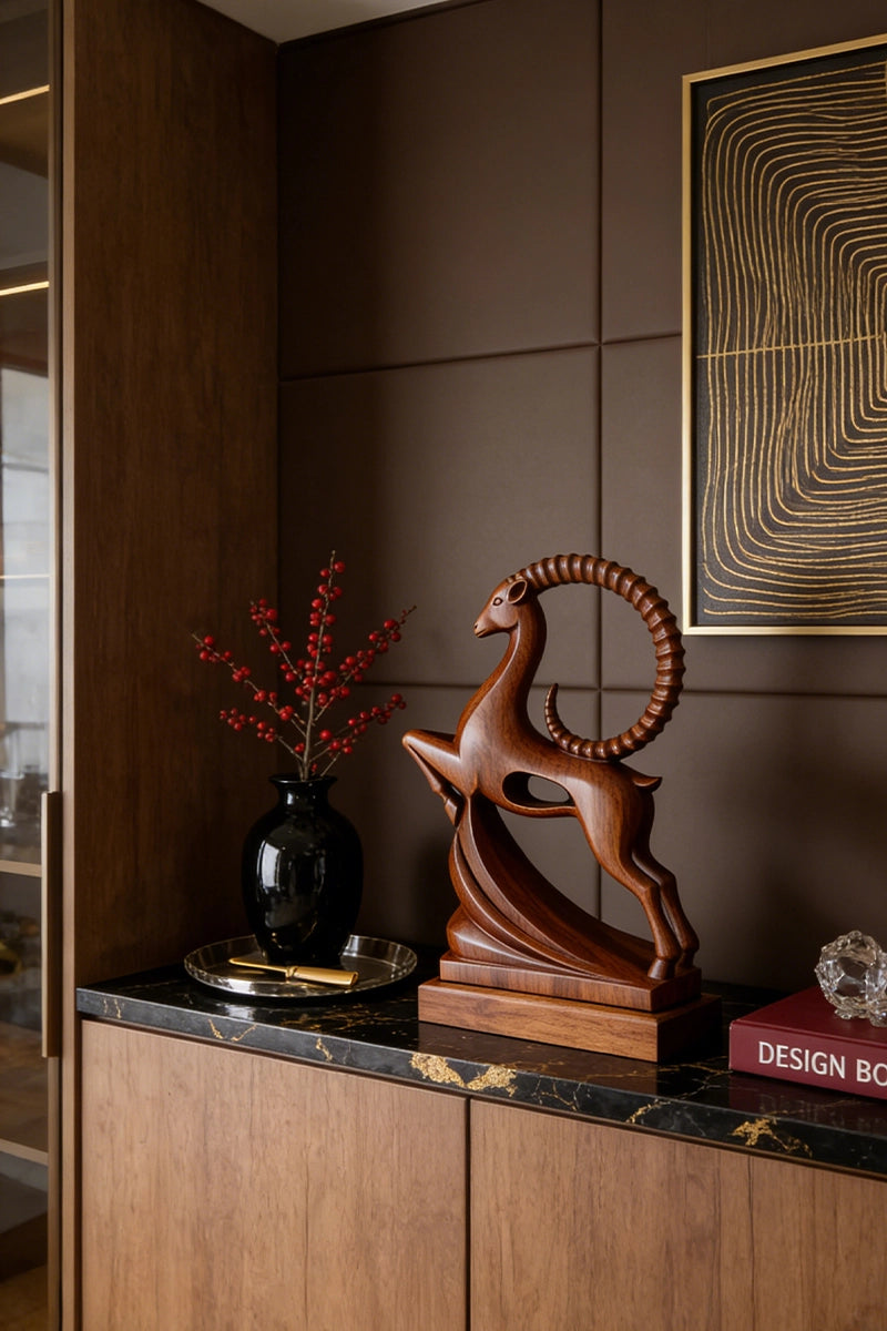 Antelope Wooden Art Sculpture #WAN048
