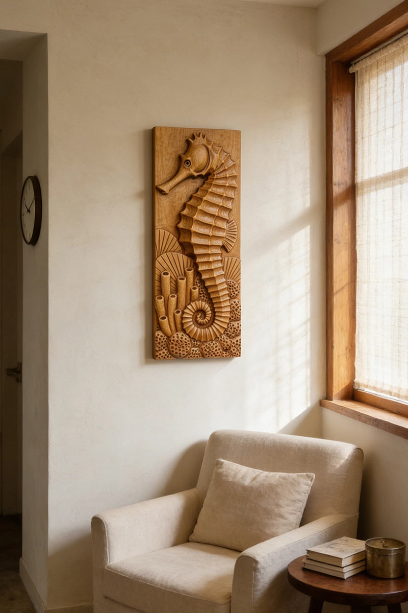 Seahorse Wood Carving Wall Art #WAN056