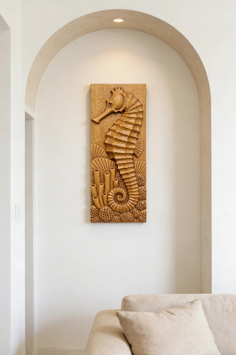 Seahorse Wood Carving Wall Art #WAN056