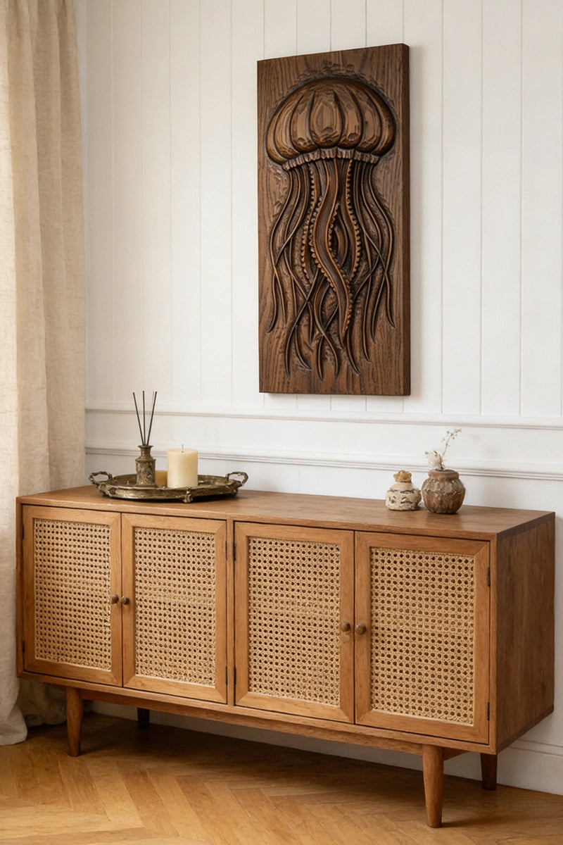 Jellyfish Wood Carving Wall Art #WAN059