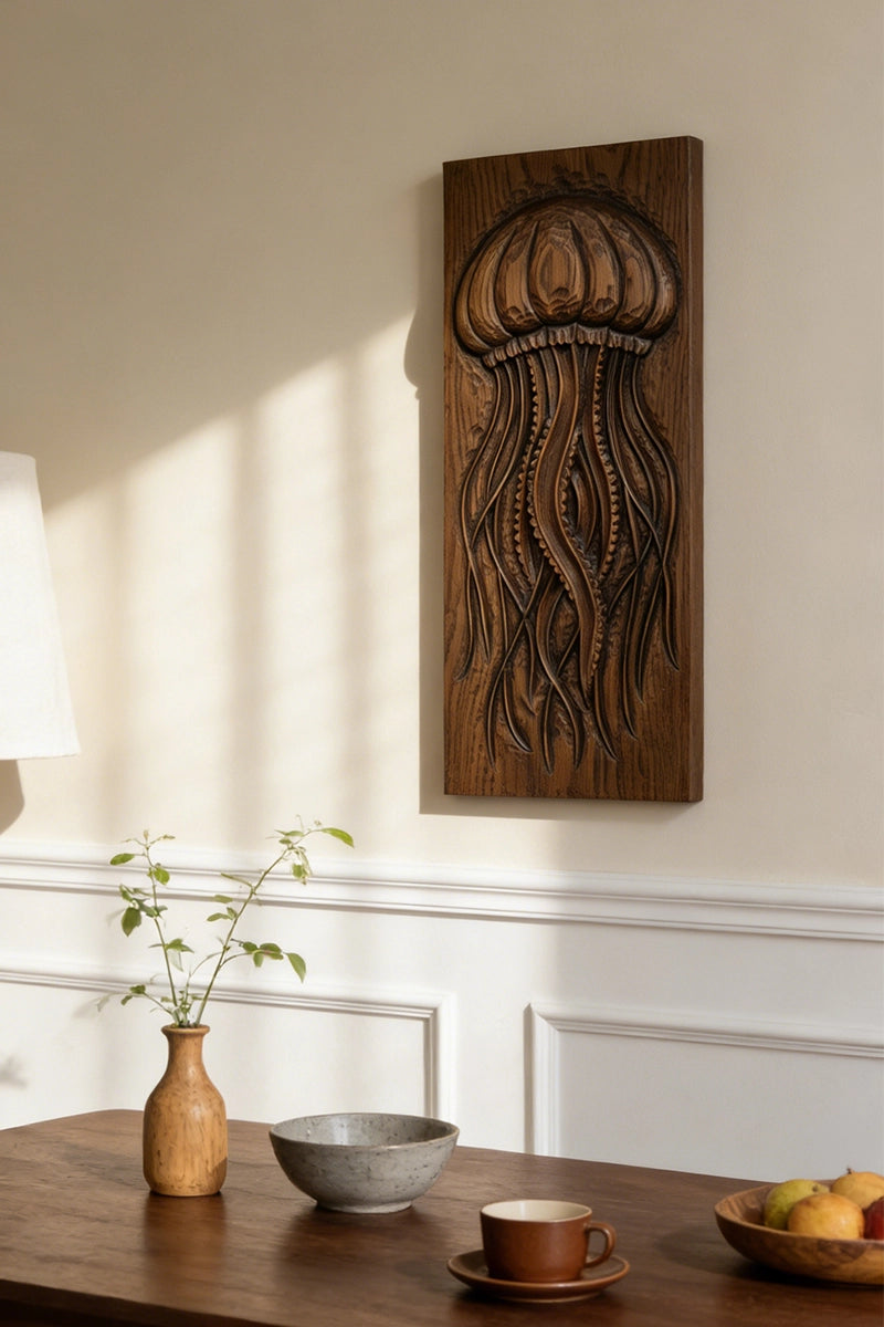 Jellyfish Wood Carving Wall Art #WAN059