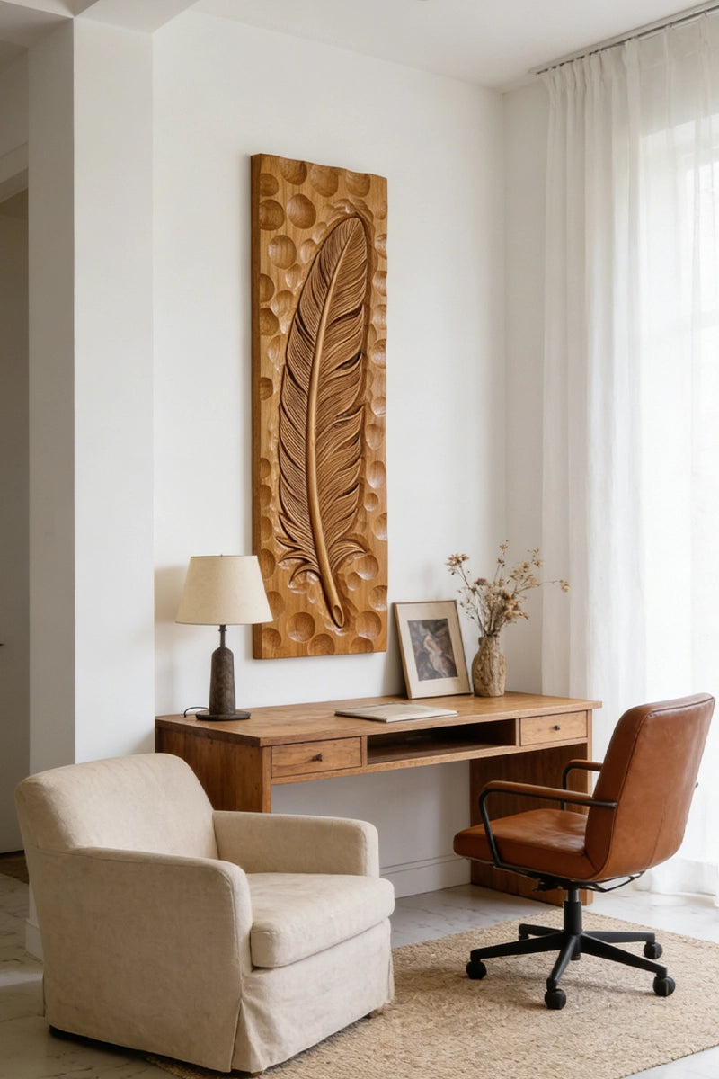 Feather Wood Carving Wall Art #WAN060