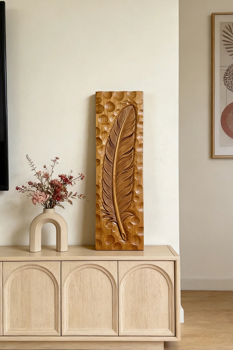 Feather Wood Carving Wall Art #WAN060