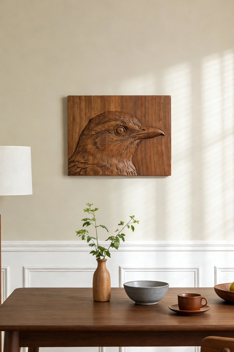 Crow Wood Carving Wall Art #WAN062