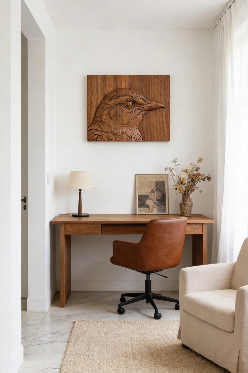 Crow Wood Carving Wall Art #WAN062