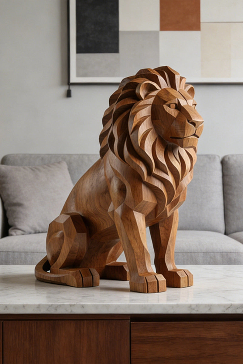 Lion Wooden Art Sculpture #WAN001