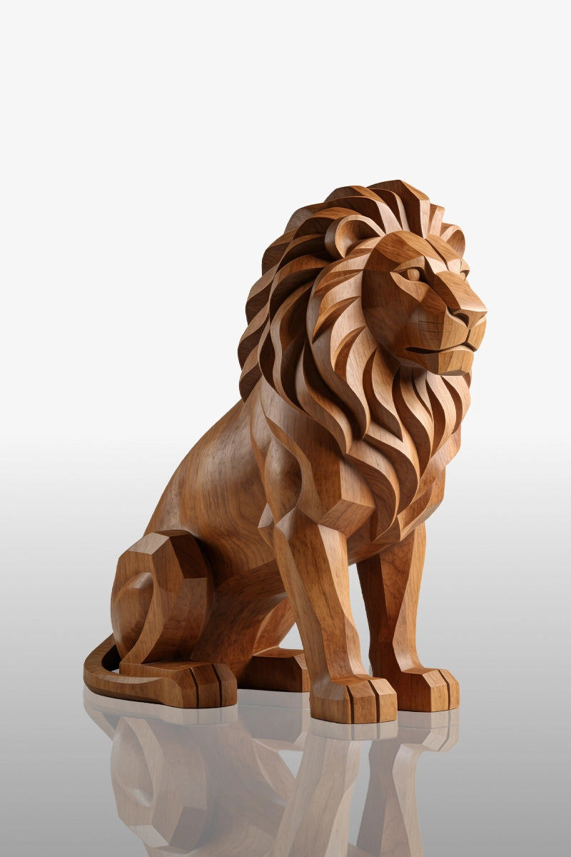 Lion Wooden Art Sculpture #WAN001