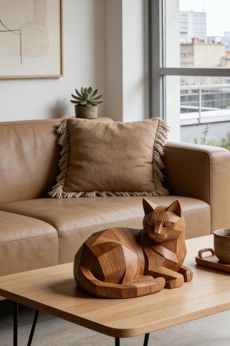 Cat Wooden Art Sculpture #WAN002