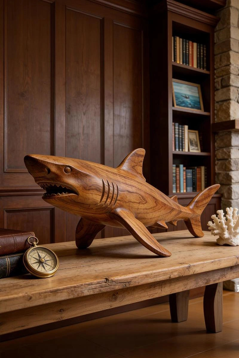 Shark Wooden Art Sculpture #WAN012
