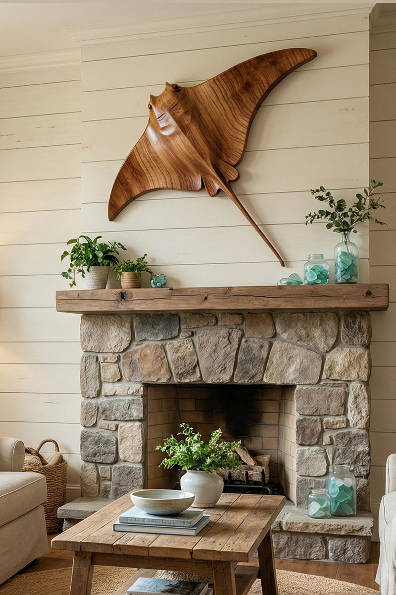 Manta Ray Wooden Art Sculpture #WAN020