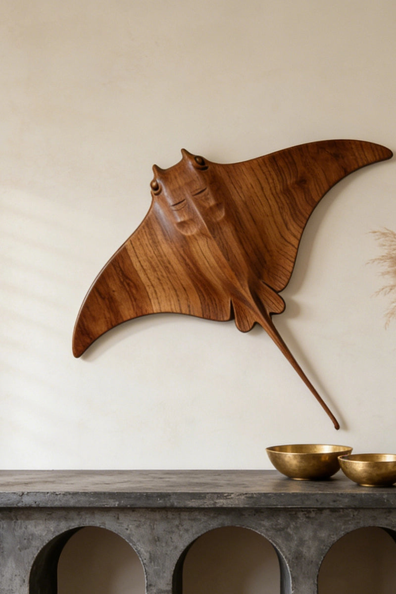 Manta Ray Wooden Art Sculpture #WAN020