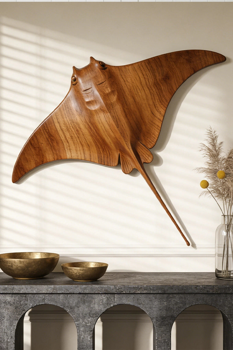 Manta Ray Wooden Art Sculpture #WAN020