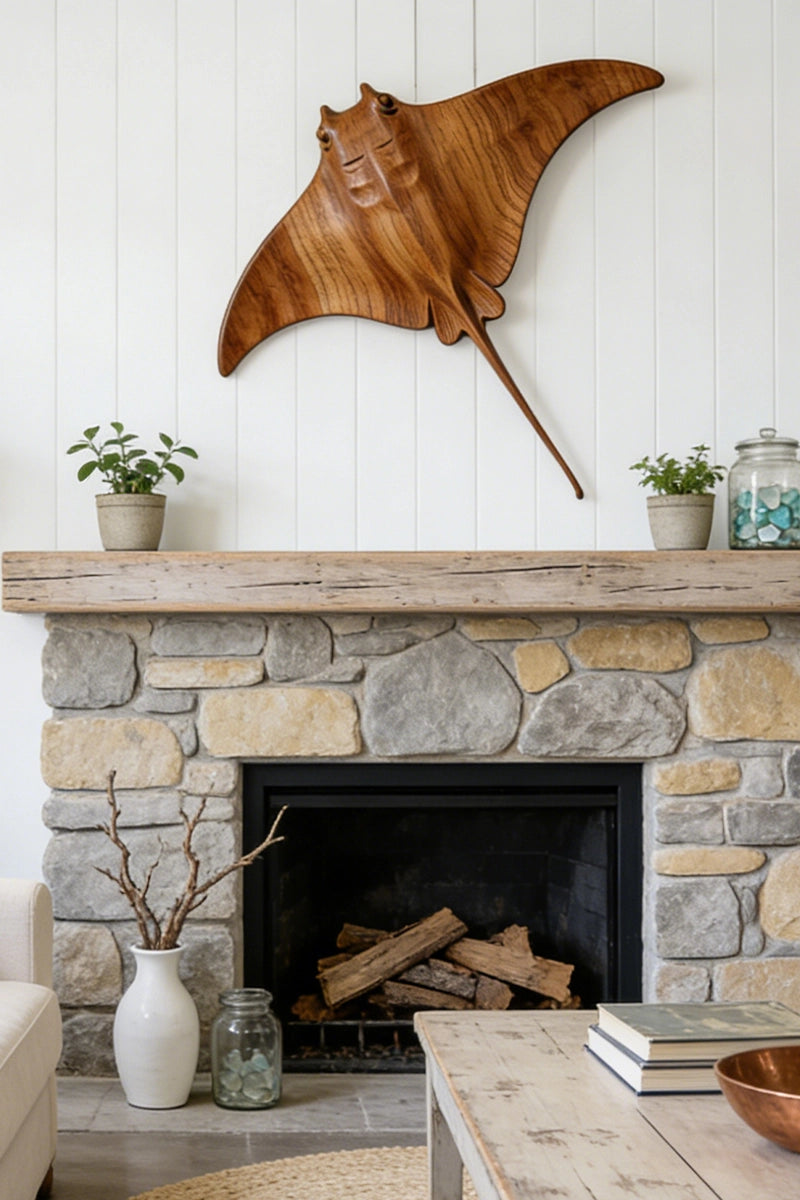 Manta Ray Wooden Art Sculpture #WAN020