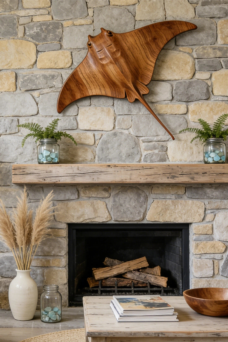 Manta Ray Wooden Art Sculpture #WAN020