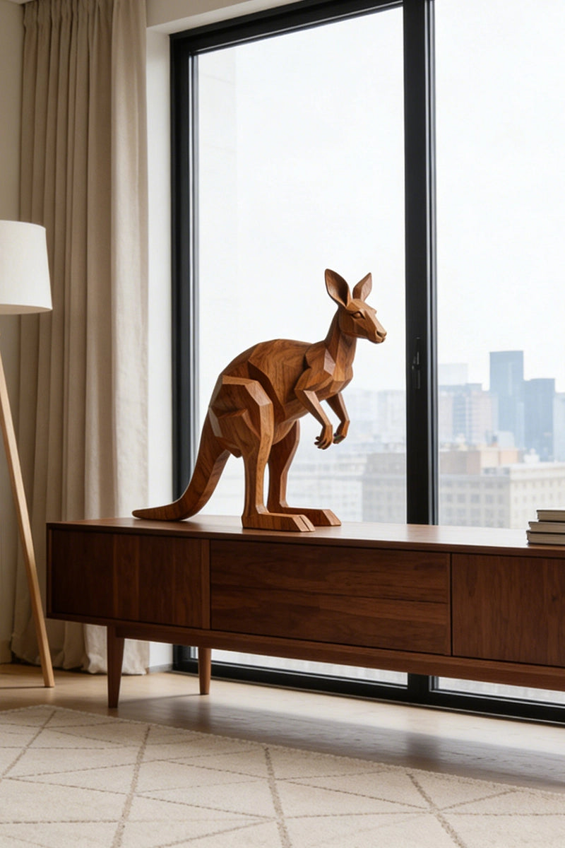 Kangaroo Wooden Art Sculpture #WAN023