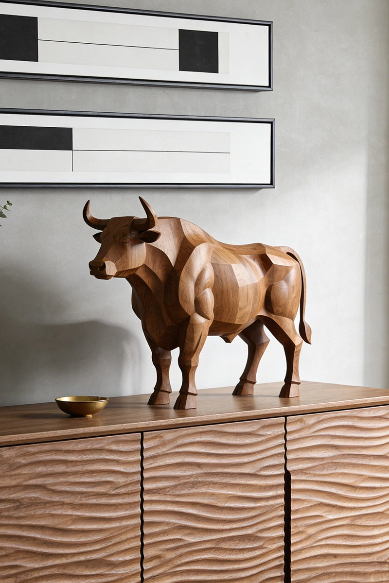 Bull Wooden Art Sculpture #WAN025