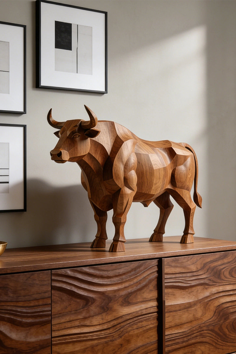 Bull Wooden Art Sculpture #WAN025