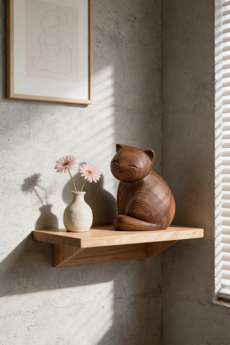 Cat Wooden Art Sculpture #WAN044