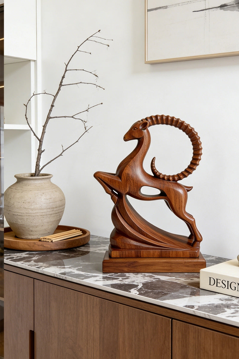Antelope Wooden Art Sculpture #WAN048