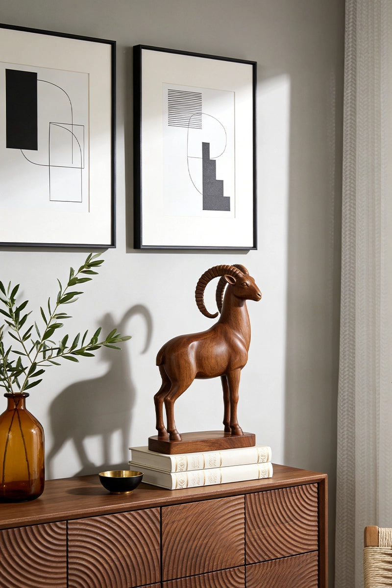 Goat Wooden Art Sculpture #WAN049