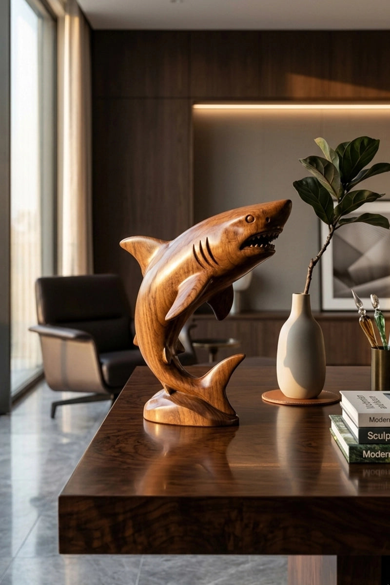 Great White Shark Wood Sculpture #WAN058