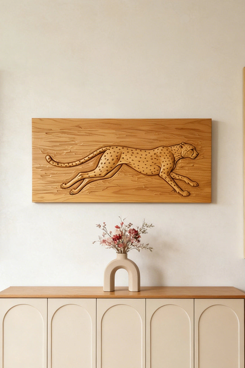 Cheetah Wood Carving Wall Art #WAN061